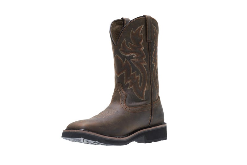 Wolverine Men's Rancher 10" Square Toe Steel Toe Work Boot, Dark Brown/Rust, 8.5 W US